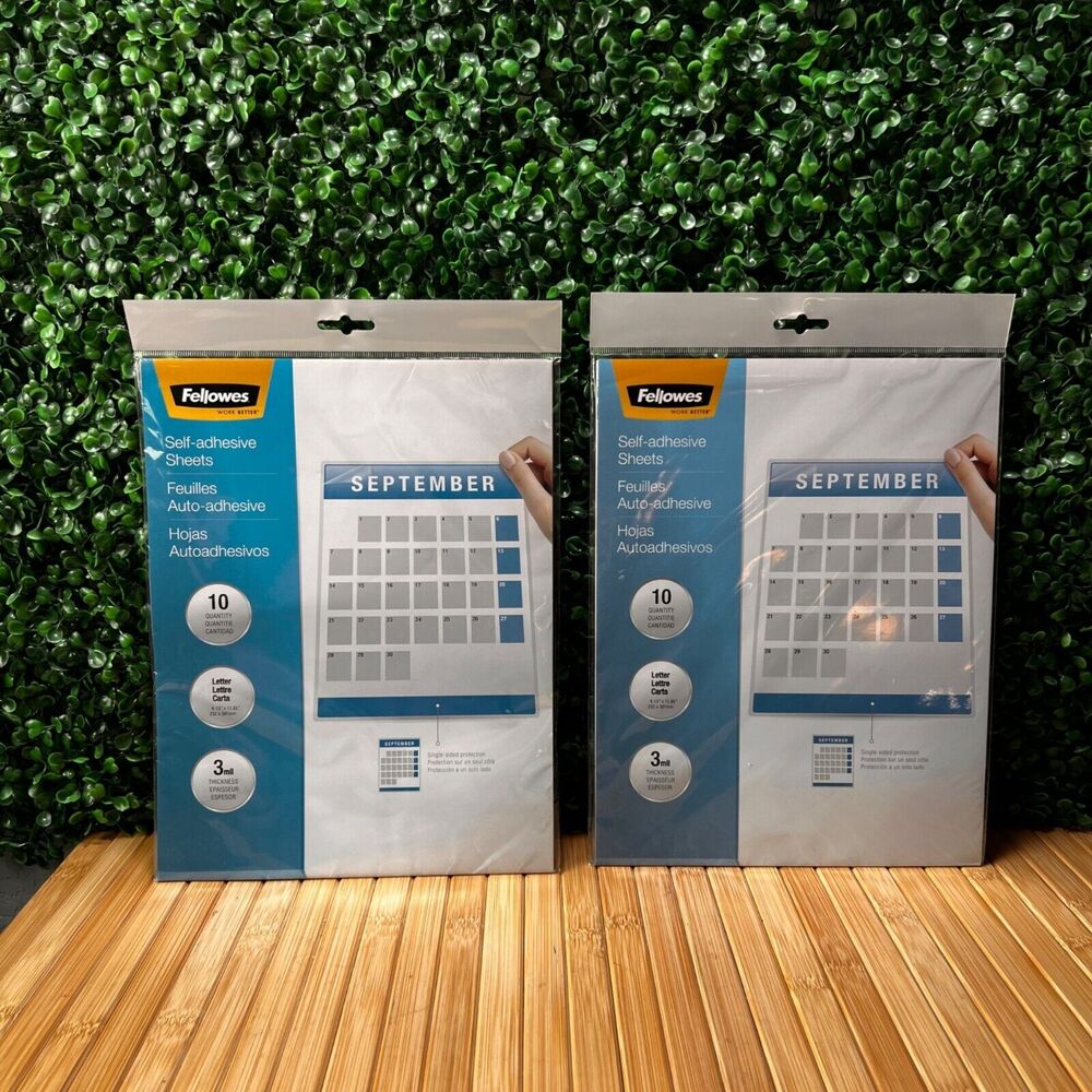 New LOT of 2 Fellowes Self-Adhesive 3 mil Laminating Sheets 9" x 12" 10/Pack